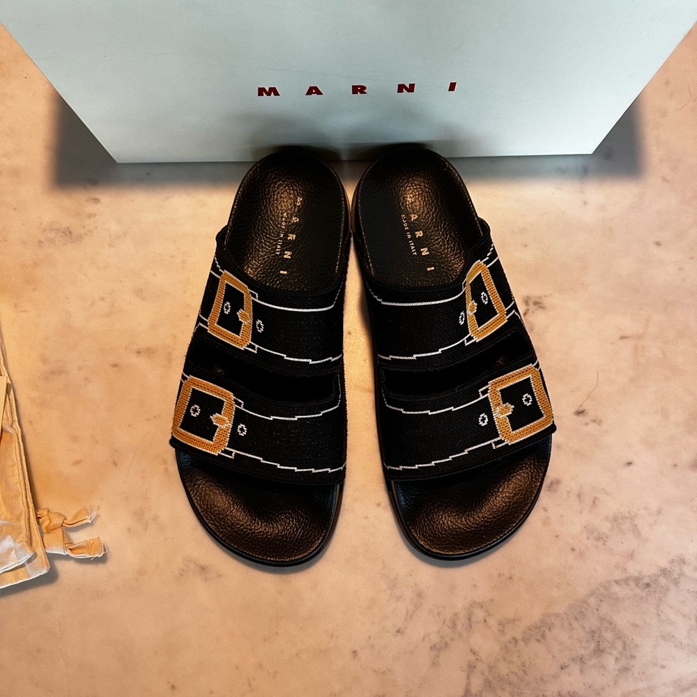 Marni Knit Pixel Graphic Slide Sandals - Picture 2 of 9